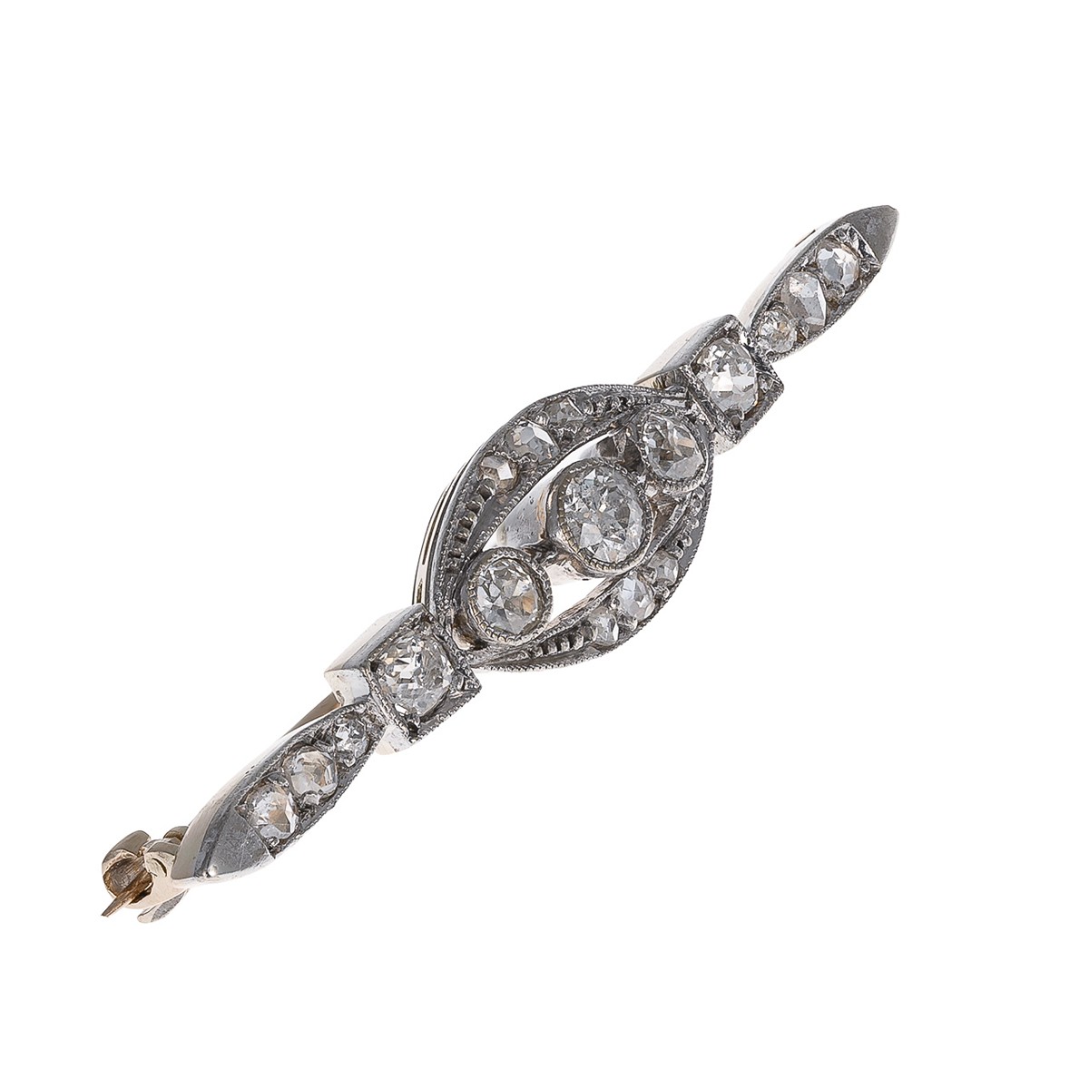 Starožitná diamantová brož s diamanty Old Europe, 1,19 ct - certifikováno