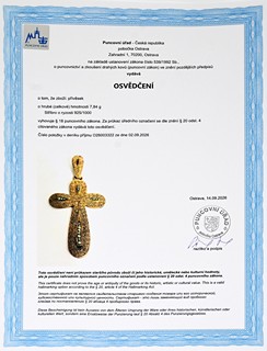 Výrazný přívěs Theodor Fahrner – stříbrný kříž s markazity