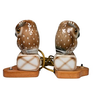 Párové porcelánové lampy - sovy