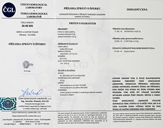 Starožitný diamantový solitér se vzácně bílým diamantem 0,92 ct - certifikováno