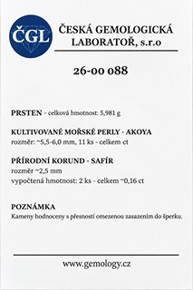 Zlatý perlový prsten s perlami Akoya a přírodními safíry
