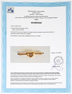 Zlatá brož Chopard Happy Diamonds s pohyblivým diamantem a safírovými kabošony - originál