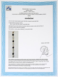 Zlatý náramek s přírodními ametysty a akvamaríny