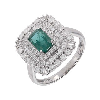 Zlatý prsten s přírodním smaragdem 1,00 ct a diamanty
