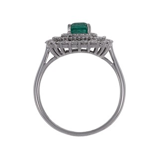Zlatý prsten s přírodním smaragdem 1,00 ct a diamanty