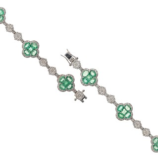 Luxusní zlatý náramek s přírodními smaragdy 4,80 ct a diamanty 3,60 ct