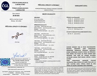 Elegantní diamantová brož Old Europe, 4,68 ct - certifikováno, odhadní cena 381 700 Kč