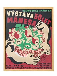 Arnošt Hofbauer (1869 - 1944) - Výstava 50 let Mánesa – originální návrh výstavního plakátu, 1937