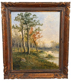 Fischhof Georg (1859–1914) - Krajina s divokými kachnami