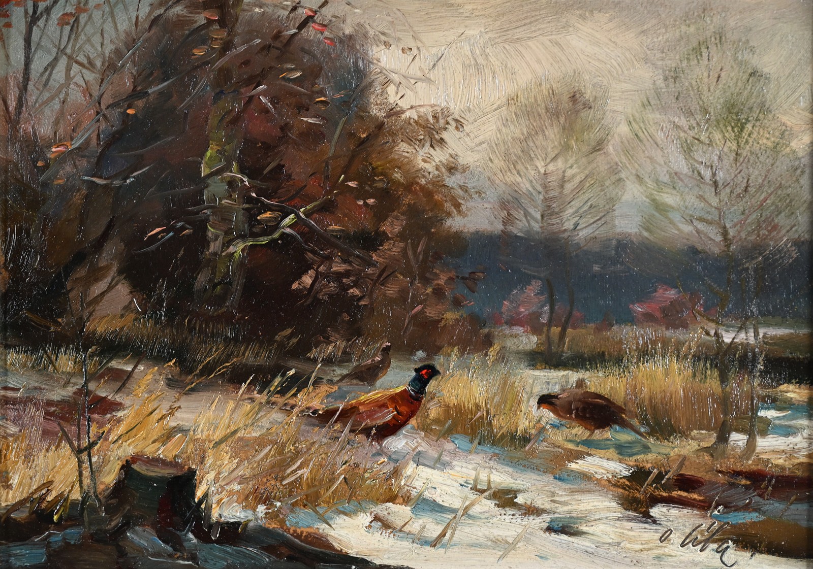 Otakar Číla (1894 - 1977) - Bažanti v zimě