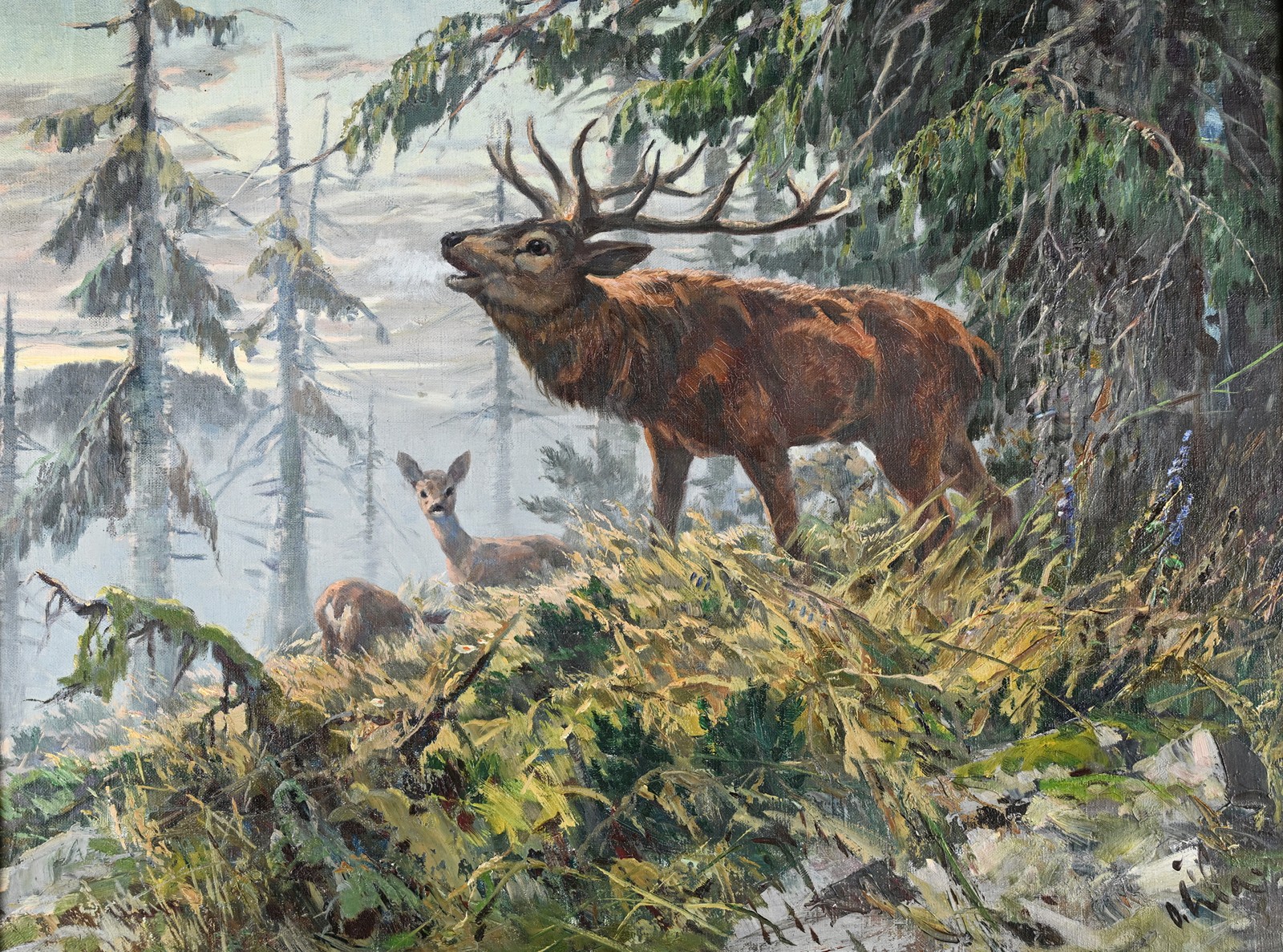 Otakar Číla (1894 - 1977) - Jelen v říji