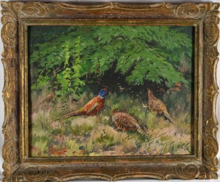 Otakar Číla (1894 - 1977) - Bažanti v trávě