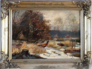 Otakar Číla (1894 - 1977) - Bažanti v zimě