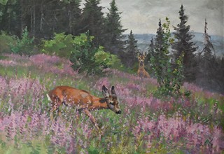Otakar Číla (1894 - 1977) - Srnky na pasece