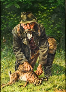 Otakar Číla (1894 - 1977) - Pytlák se zajícem