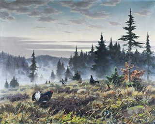 Otakar Číla (1894 - 1977) - Tetřívci v mlze