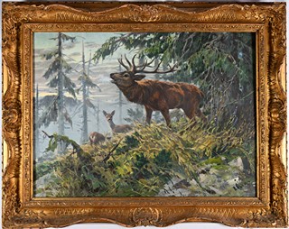 Otakar Číla (1894 - 1977) - Jelen v říji
