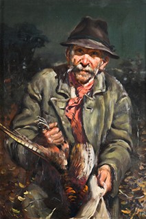 Otakar Číla (1894 - 1977) - Pytlák s bažantem