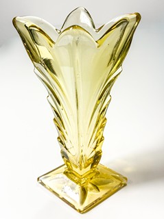 Schrötter Rudolf - Žlutá váza Art Deco - Heřmanova Huť, 23 cm
