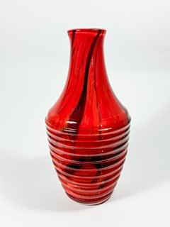 Koudelka František - Hutní váza červeno černá, 22 cm