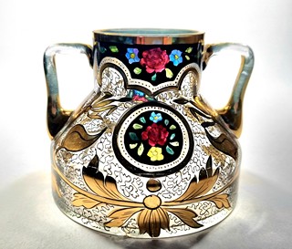 Pautsch Hermann - Skleněná vázička- Kamenický Šenov, 8,5 cm