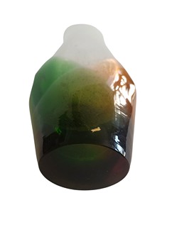 Špinar František - Váza hutní sklo - zeleno-ambrová, 27 cm