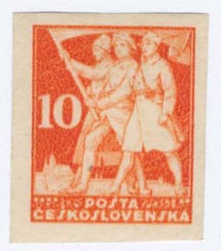 Nepřijatý návrh na čs zn. 10h vojenské v oranžové barvě na známkovém papíru