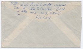 Dopis zasl. příslušníke americké armády z Plzně do Prahy(psal své dívce)