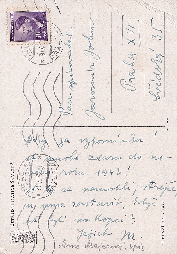 Marie Majerová (1882 - 1967) - Podepsaná pohlednice