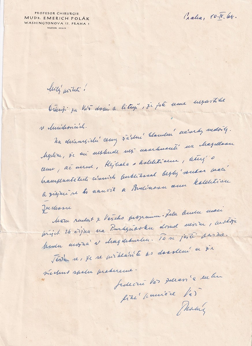 Emerich Polák (1901 - 1980) - Dopis s podpisem