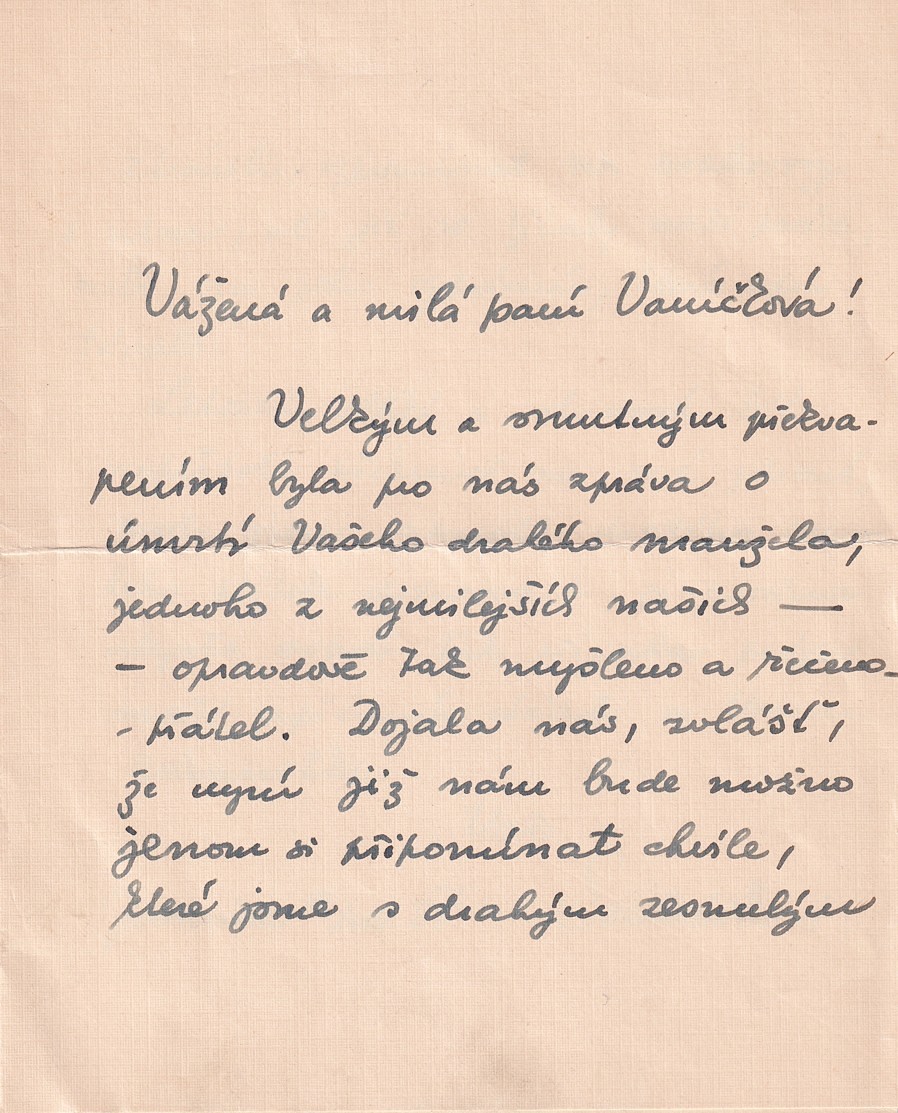 Vojtěch Sedláček (1892 - 1973) - Dopis a pohlednice