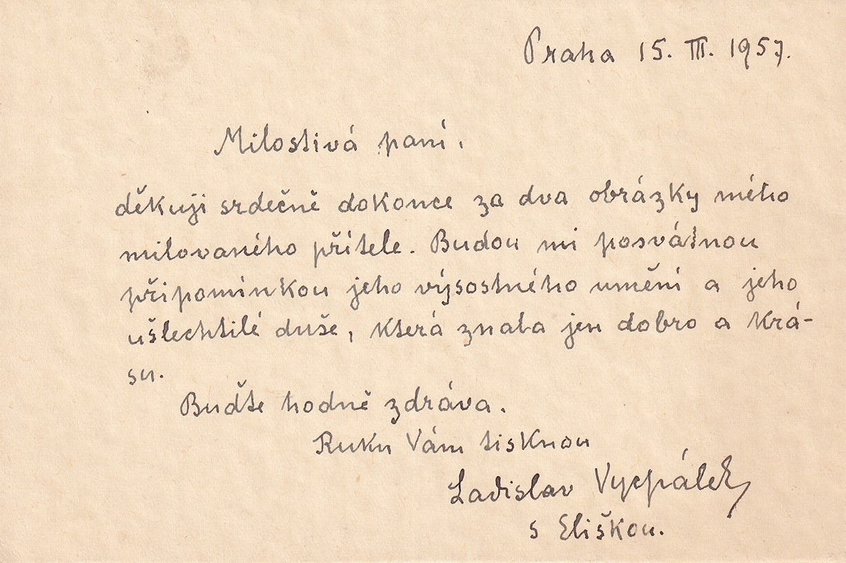 Ladislav Vycpálek (1882 - 1969) - Podpis a rukopis