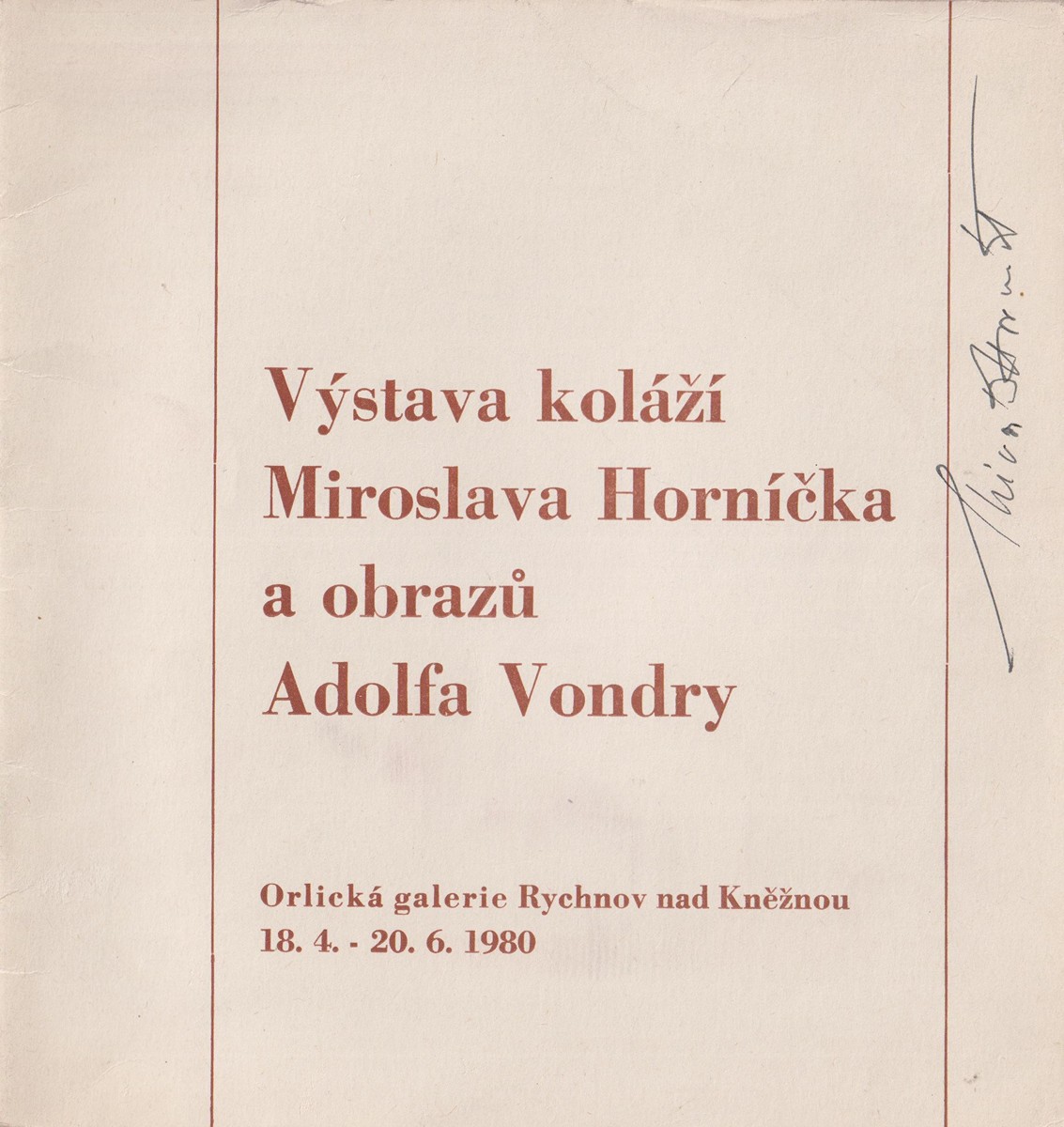 Miroslav Horníček (1918 - 2003) - Podpis na katalogu