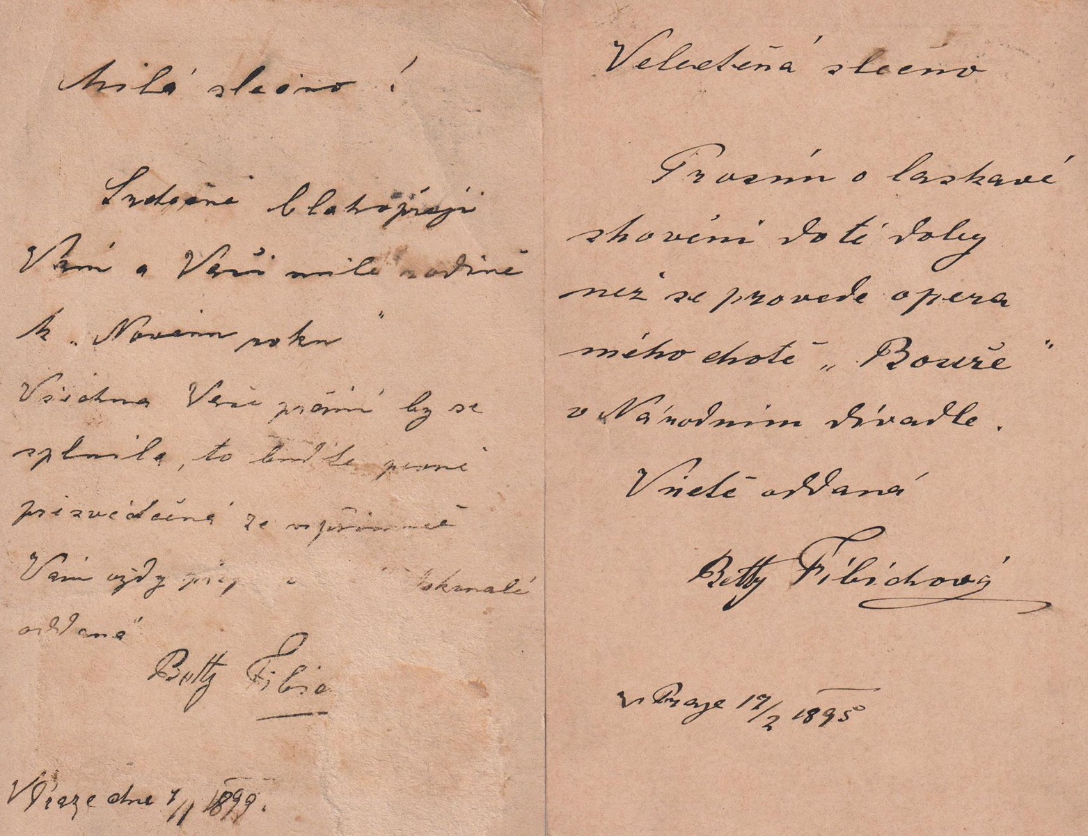 Betty Fibichová (1846 - 1901) - Korespondence