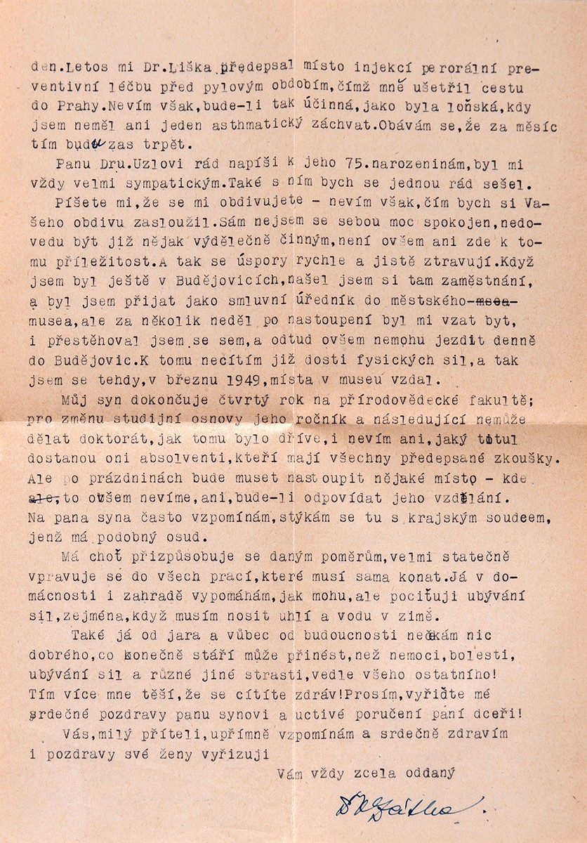 Vlastislav Zátka (1887 - 1964) - Dopis Prokopu Tomanovi st.