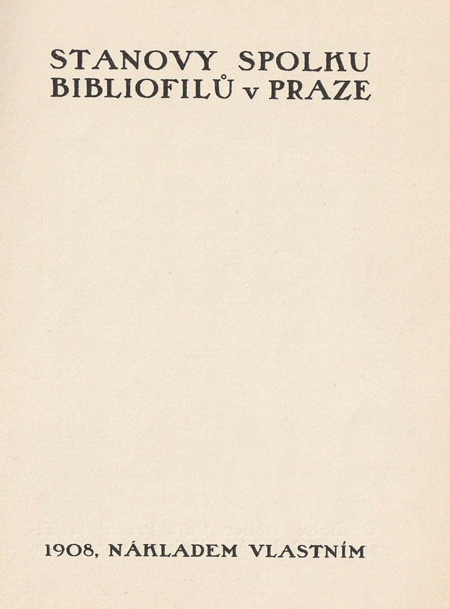 Vojtěch Preissig (1873 - 1944) - Stanovy Spolku bibliofilů v Praze