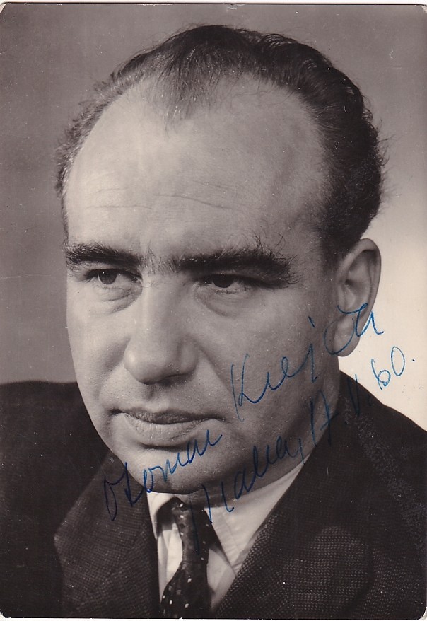 Otomar Krejča (1921 - 2009) - Podpis na fotopohlednici