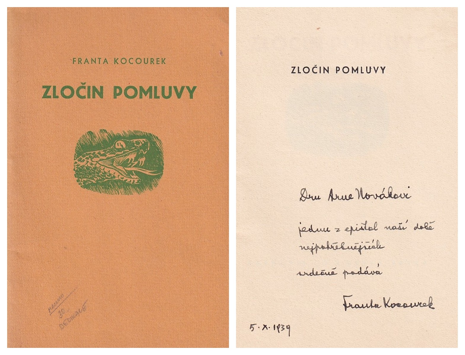 František Kocourek (1901 - 1942) - Zločin pomluvy