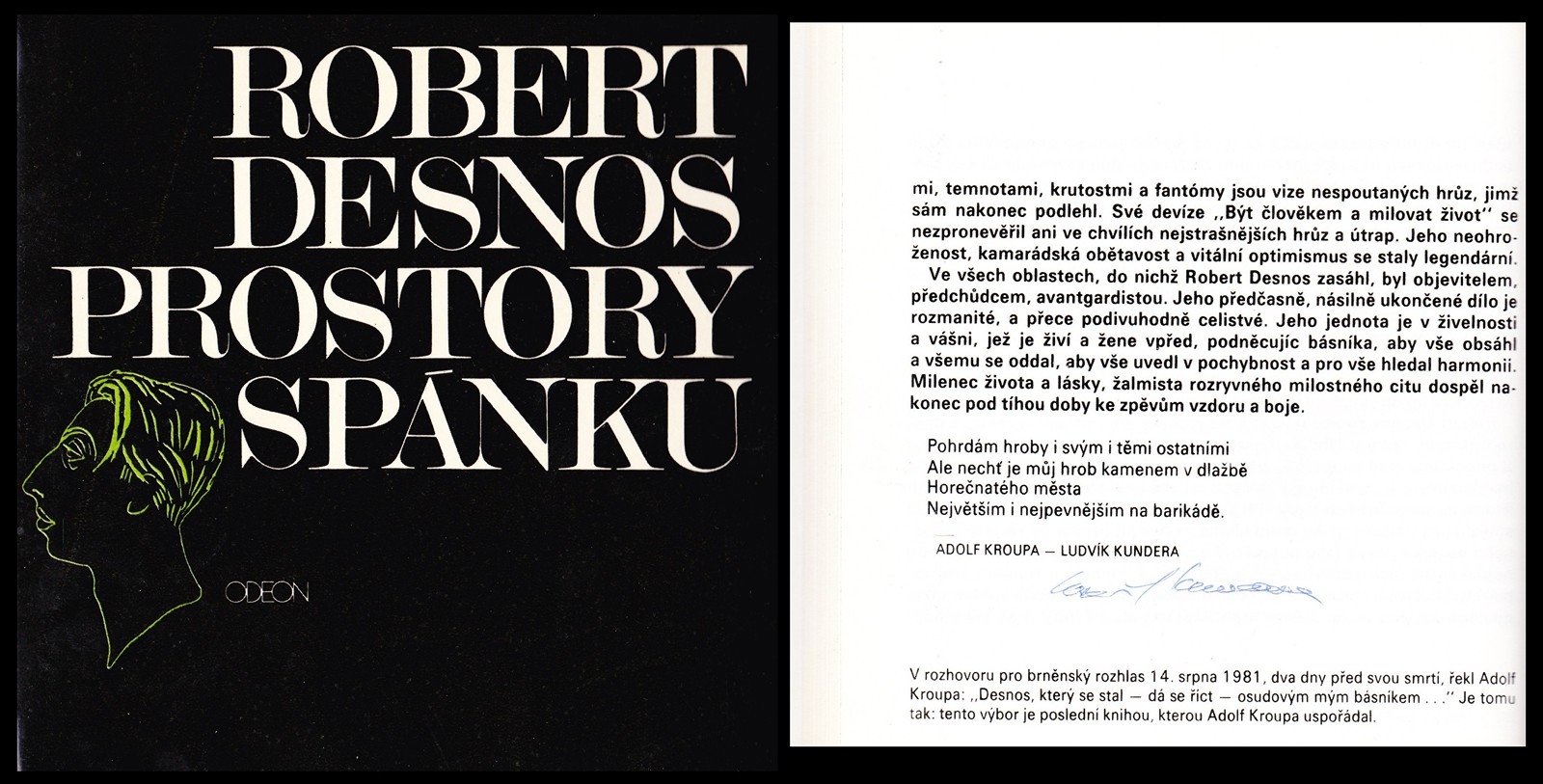 Ludvík Kundera (1920 - 2010) - Robert Desnos: Prostory spánku
