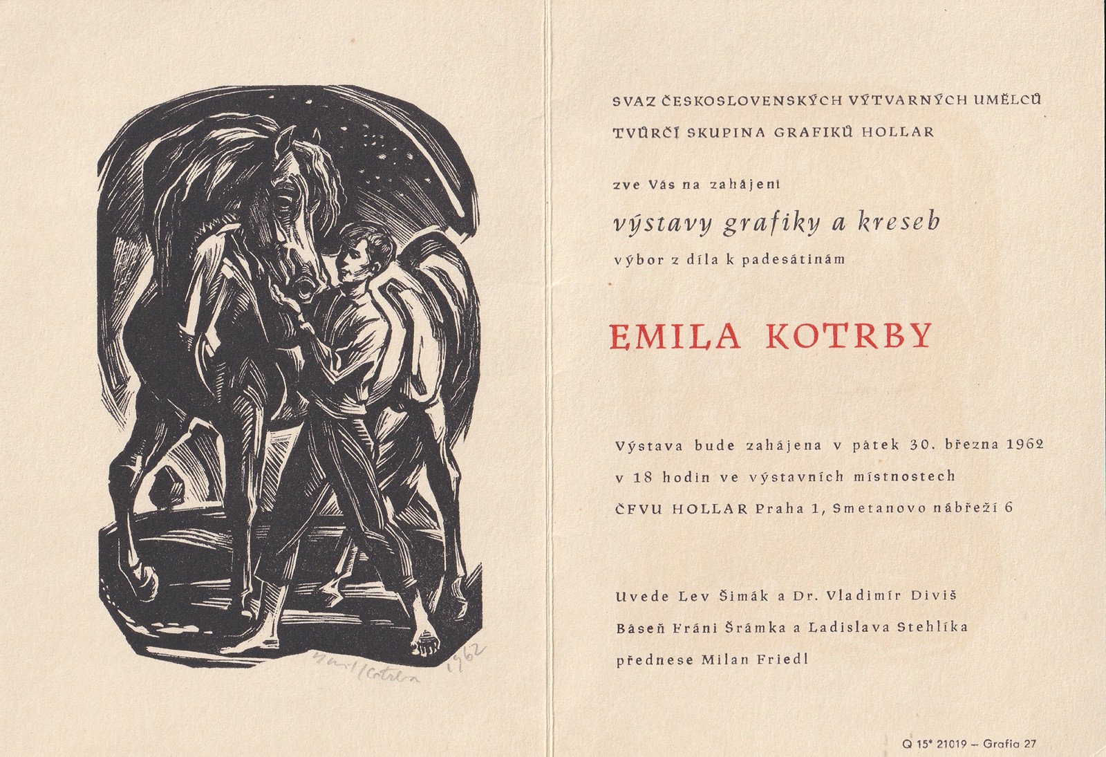 Emil Kotrba (1912 - 1983) - Pozvánka na výstavu