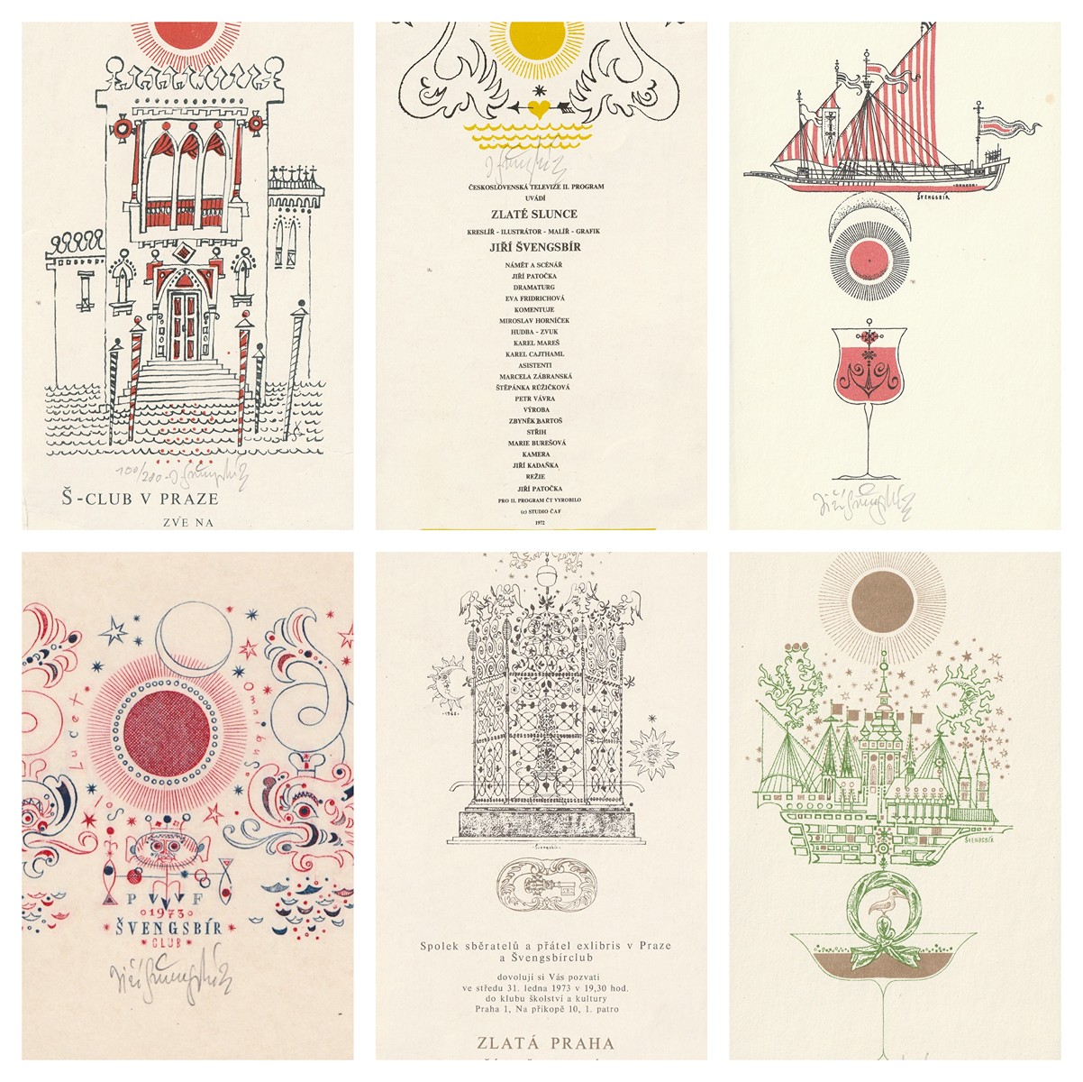Jiří Švengsbír (1921 - 1983) - Soubor pozvánek a grafik