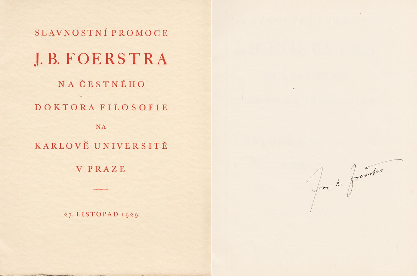 Josef Bohuslav Foerster (1859 - 1951) - Slavnostní promoce J. B. Foerstra na čestného doktora filosofie na Karlově univerzitě v Praze