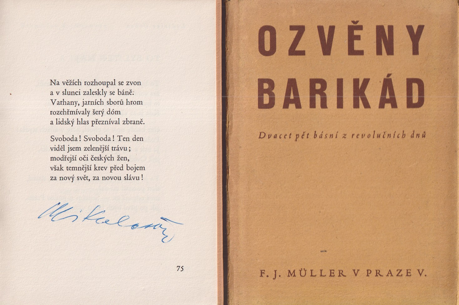 Oldřich Mikulášek (1910 - 1985) - Ozvěny barikád : 25 básní z revolučních dnů