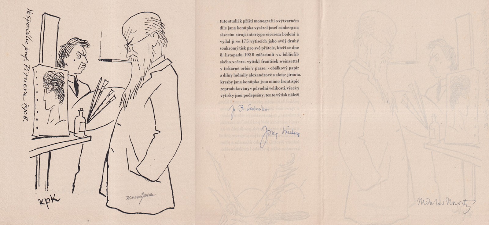 Jan Konůpek (1883 - 1950) - Mil. Novotný: Jan Konůpek skizza