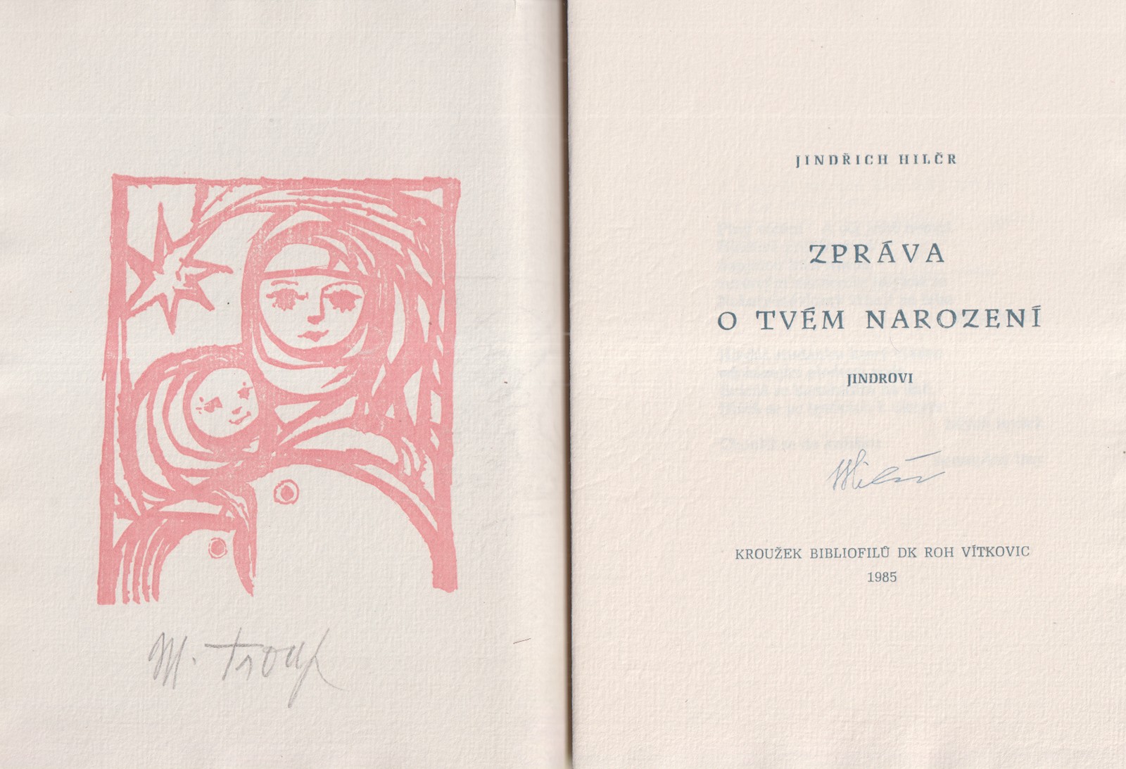 Miloslav Troup (1917 - 1993) - Jindřich Hilčr: Zpráva o tvém narození