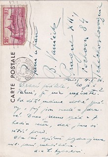 Antonín Kybal (1901 - 1971) - Rukopis na pohlednici