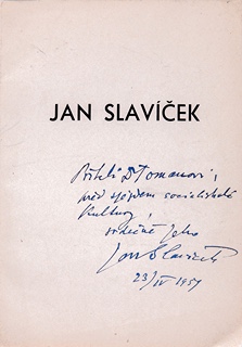 Jan Slavíček (1900 - 1970) - V. Nezval: K výstavě Jana Slavíčka