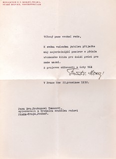 František Viktor Mokrý (1892 - 1975) - Dopis Prokopu Tomanovi st.