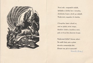 Emil Kotrba (1912 - 1983) - Grafika s básní Rostislava Dostála