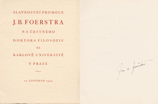 Josef Bohuslav Foerster (1859 - 1951) - Slavnostní promoce J. B. Foerstra na čestného doktora filosofie na Karlově univerzitě v Praze